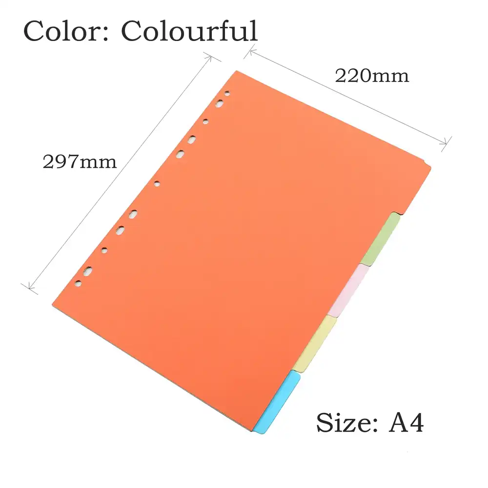 binder index dividers inner page loose leaf notebook organizer index paper separator divider pages 5 sheets matching filofax page binder