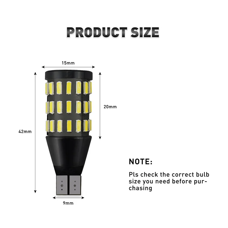 2 шт. T15 LED W16W Canbus лампа без ошибок 920 921 912 1500LM автомобильная заднего хода 54 SMD