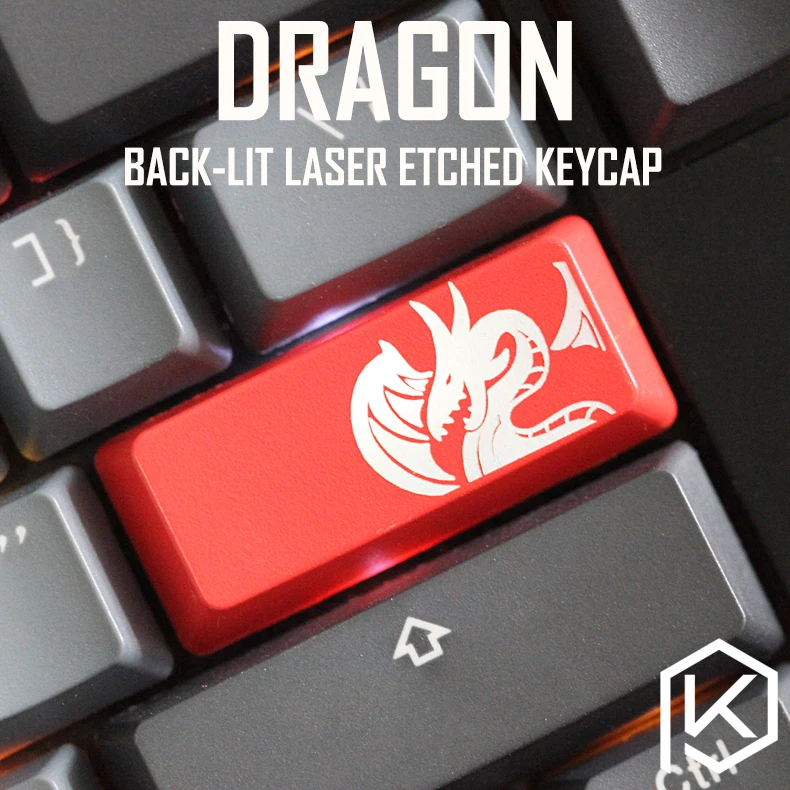 

Novelty Shine Through Keycaps ABS Etched, Shine-Through dragon black red for custom mechanical keyboard enter 2.25u