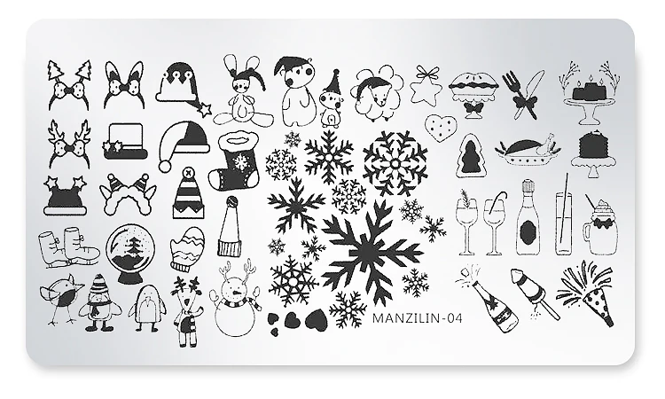 1 шт., штамповочные пластины для ногтей, рождественские снежинки, Санта-Клаус, зимний штамп для дизайна ногтей, шаблон, изображение, трафарет, инструменты для маникюра DIY