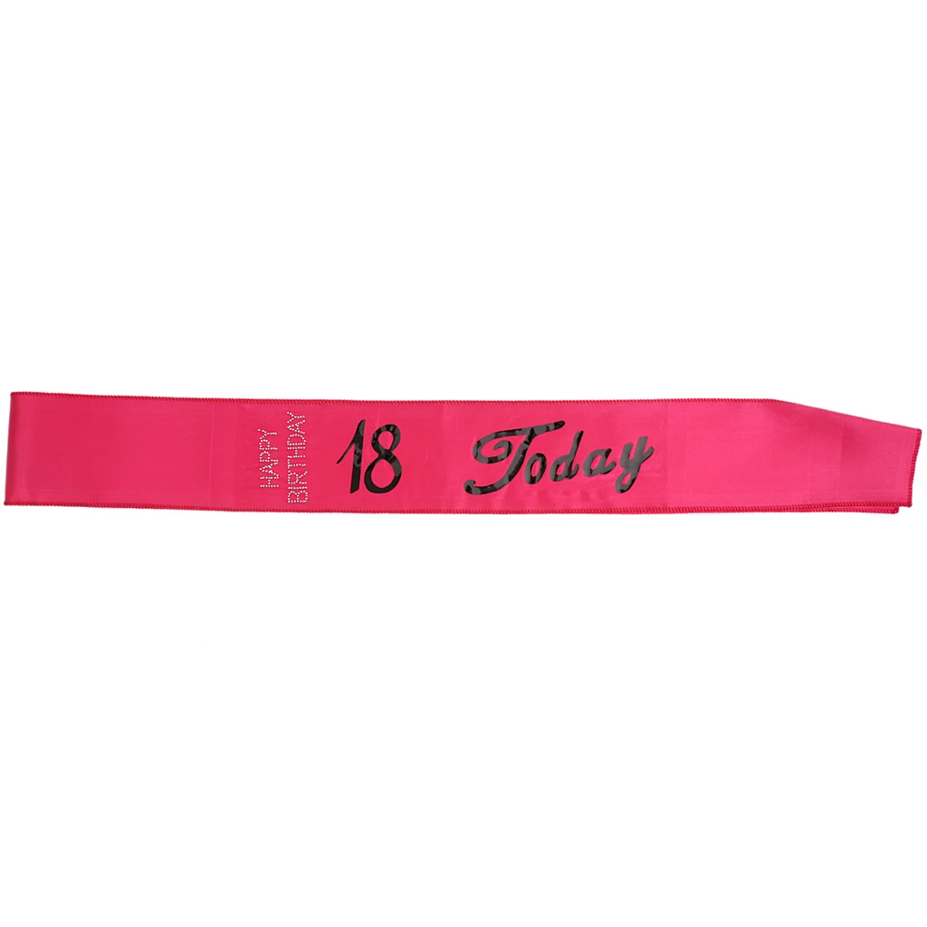 Diamante Happy Birthday Satin Sash Decor Accessories 18 Today Rose