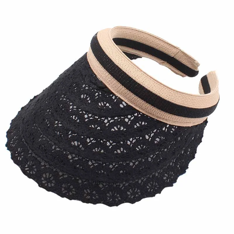 

Summer Empty Visors Cap 2019 Sun Hats Women lace Floral White Visor hat straw Beach Hat Gorros Female