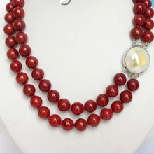 Цена от производителя высокого качества ювелирных изделий ааа большой 11 мм круглый натуральный розовый коралловые бусины природный 2row красный губка коралловые ожерелье