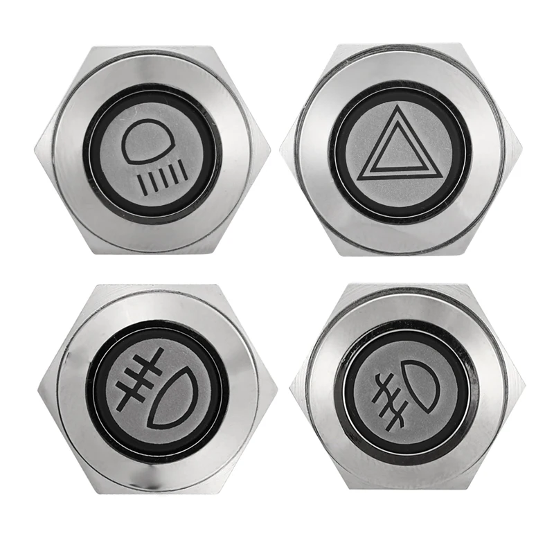 

16mm Car LED illuminated Self-locking Stainless Steel Water-Proof Flat Push Button Hazzard Warning Rear Fog Light LED Switch