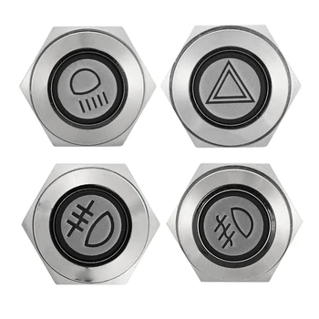 

Car 16mm LED illuminated Self-locking Stainless Steel Water Proof Flat Push Button LED Switch Hazzard Warning Rear Fog Light