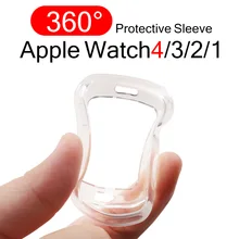 Прозрачный чехол, подходит для apple watch series 1,2, 3,38 мм 42 мм серии 4,40 мм 44 мм 360 встроенный прозрачный защитный