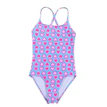 Детский купальный костюм с оборками и принтом в виде сердца для девочек; комбинезон; летний купальный костюм для детей; Лидер продаж года