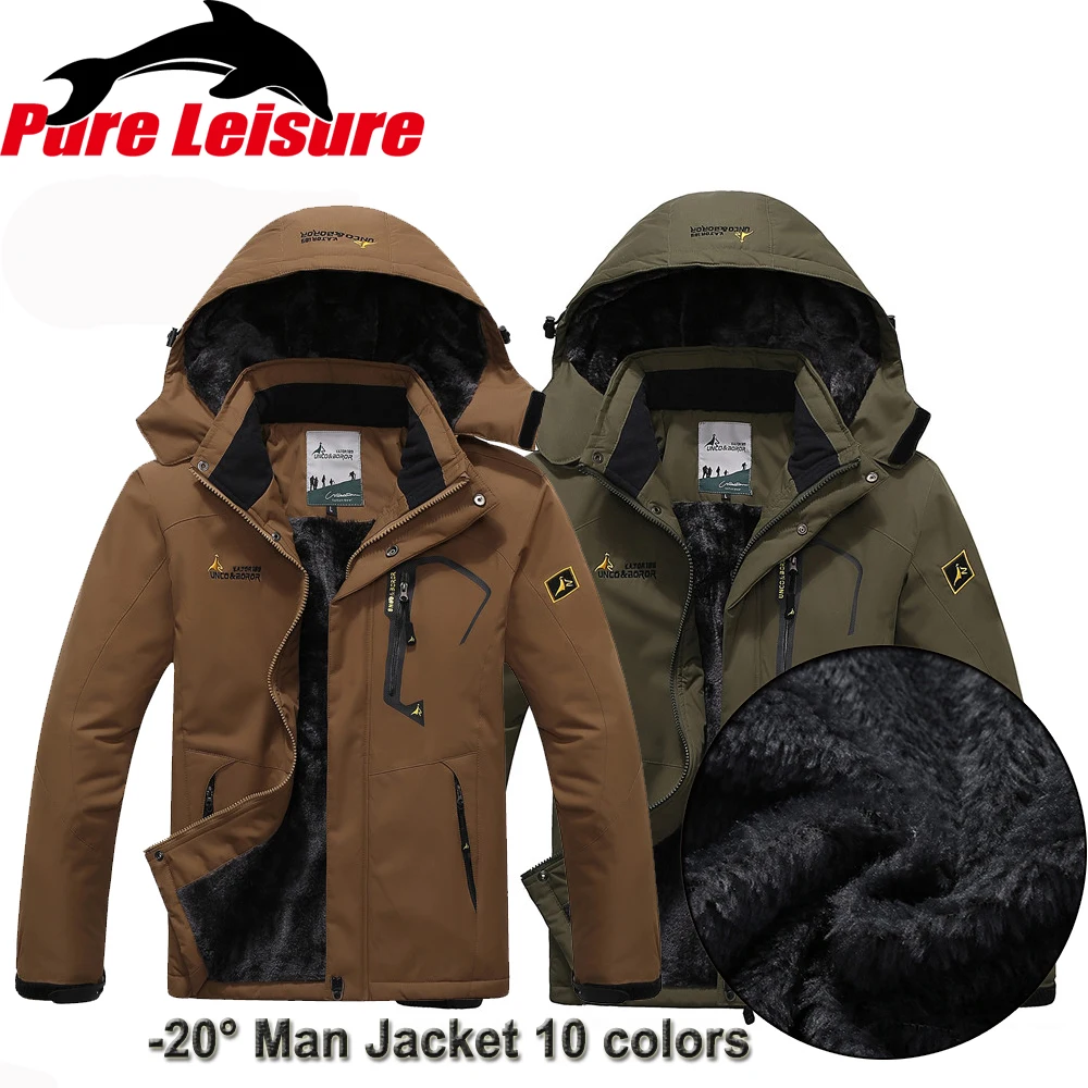 PureLeisure L-6XL الصيد جاكيتات الرجال 55-135 كيلوجرام واقية التخييم التزلج الصيد معطف الشتاء الحرارية جاكيت من الصوف