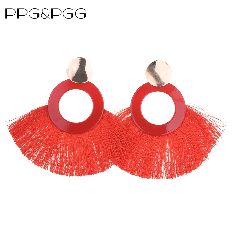 PPG&ampPGG 2018 Fashion Tassel Earrings for Women Big Fringe Earings Jewelry Female Style Ethnic Hanging Drop Earring | Украшения и