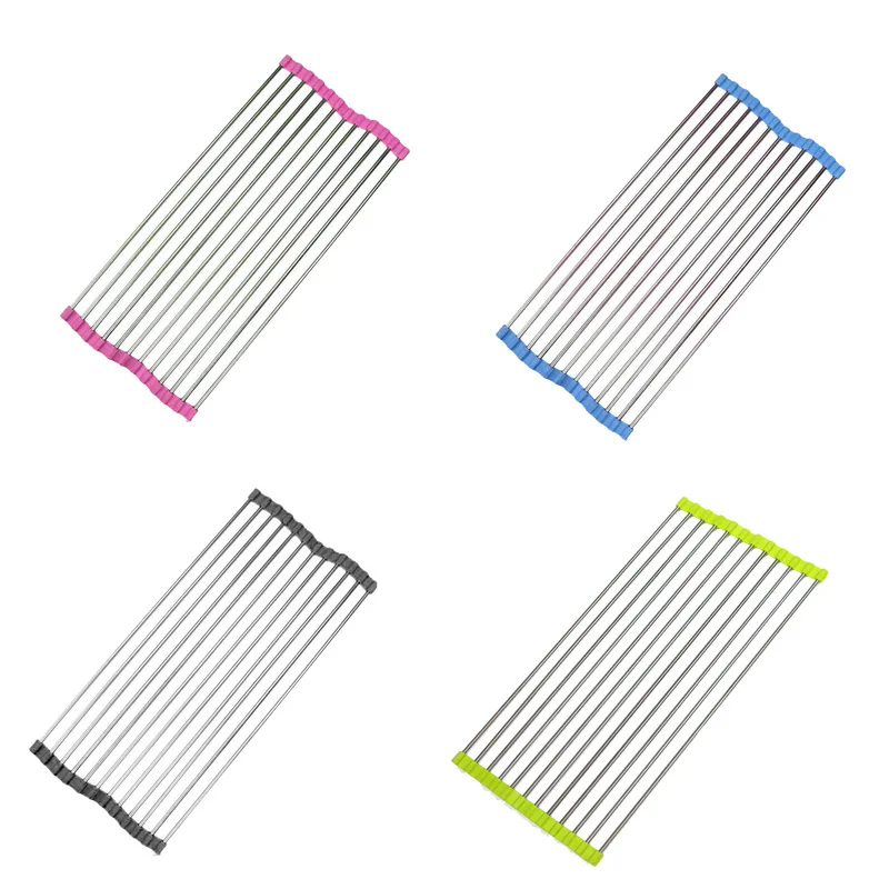 

Kitchen Spoon Rest Over Sink Dryer Stainless Steel Folding Drying Rack Dish Vegetable Fruit Kitchen Spoon Holder