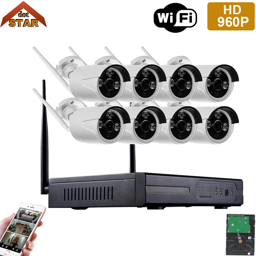 

Stardot 8CH 960P CCTV Wireless Surveillance System NVR Kit 1.3MP Outdoor Bullet Security Camera System IR Night Vision CCTV Kit