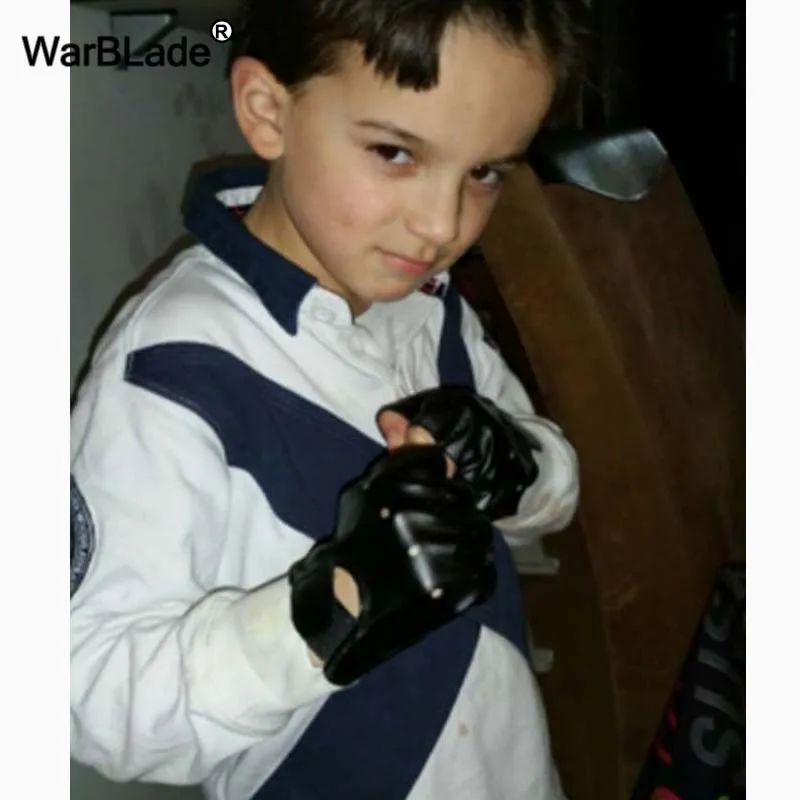 WarBLade, высокое качество, детские кожаные перчатки для мальчиков, перчатки без пальцев для девочек, детские варежки на пол пальца, дышащие