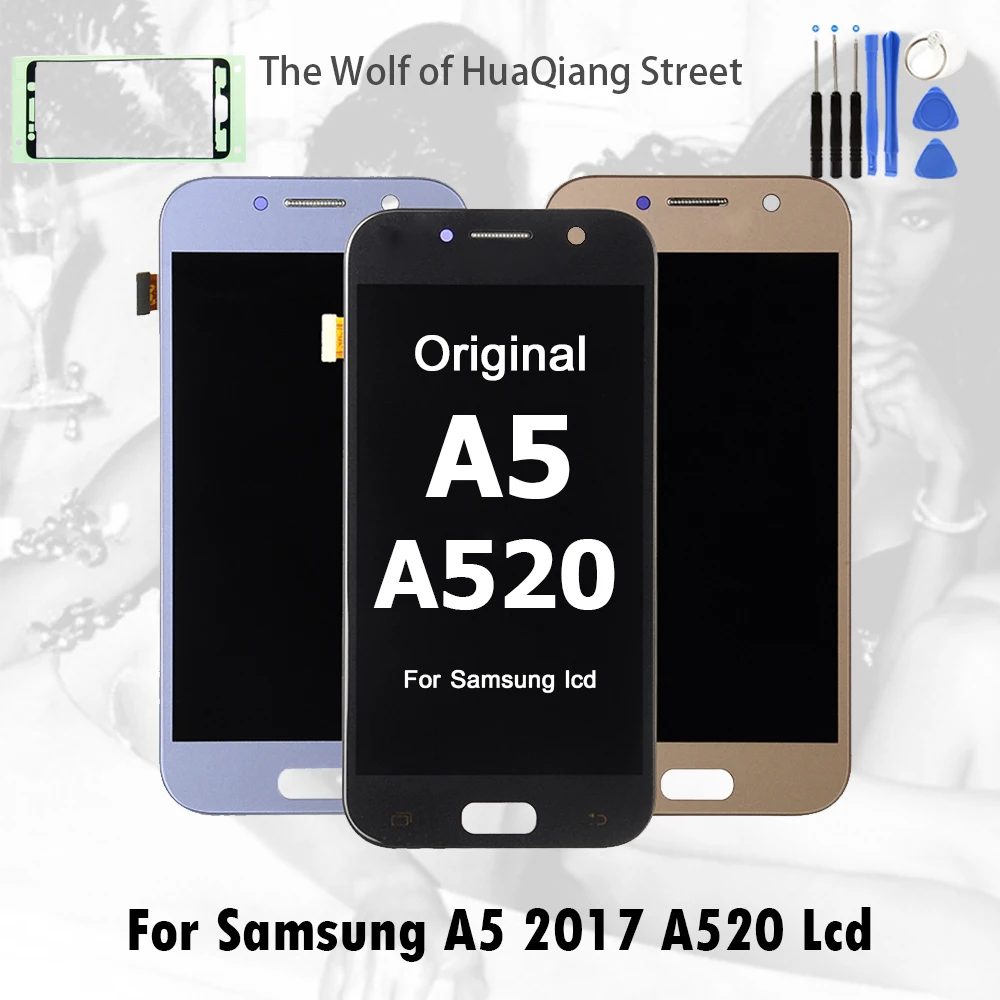 Лучший AMOLED дисплей lcd для SAMSUNG Galaxy A5 lcd A520 A520F SM-A520F lcd кодирующий преобразователь сенсорного экрана в сборе Замена