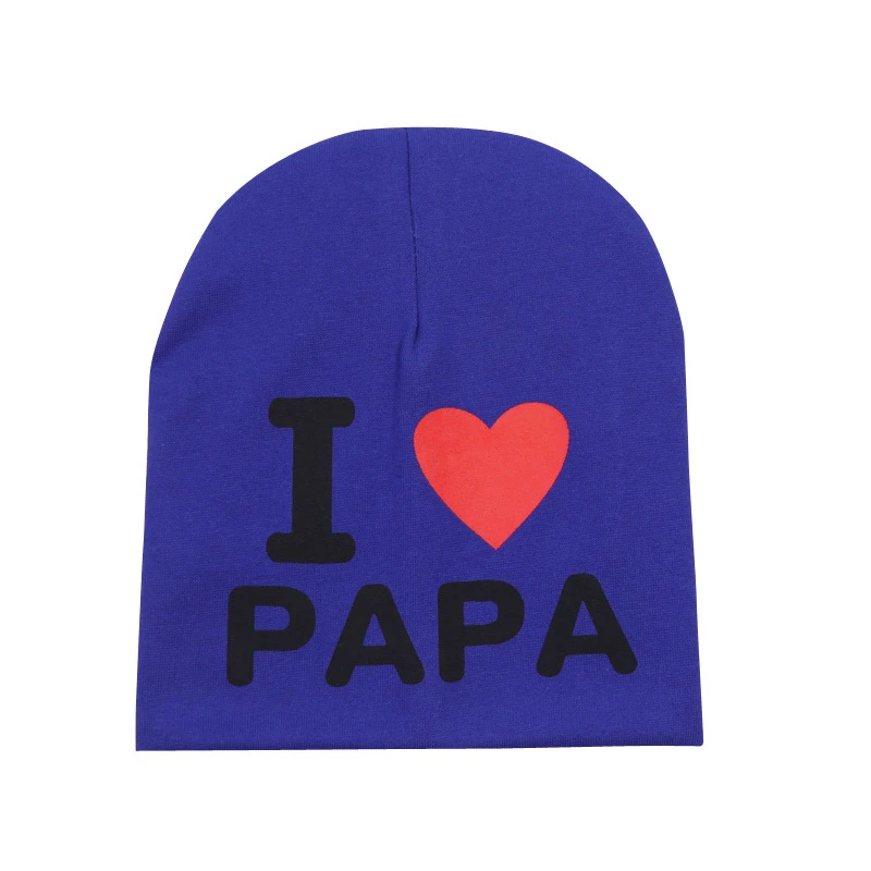 Детские зимние теплые вязаные шапки для девочек и мальчиков, 1 предмет, шапка с надписью «I LOVE PAPA MAMA DAD MOM» для новорожденных детей - Цвет: Blue Papa