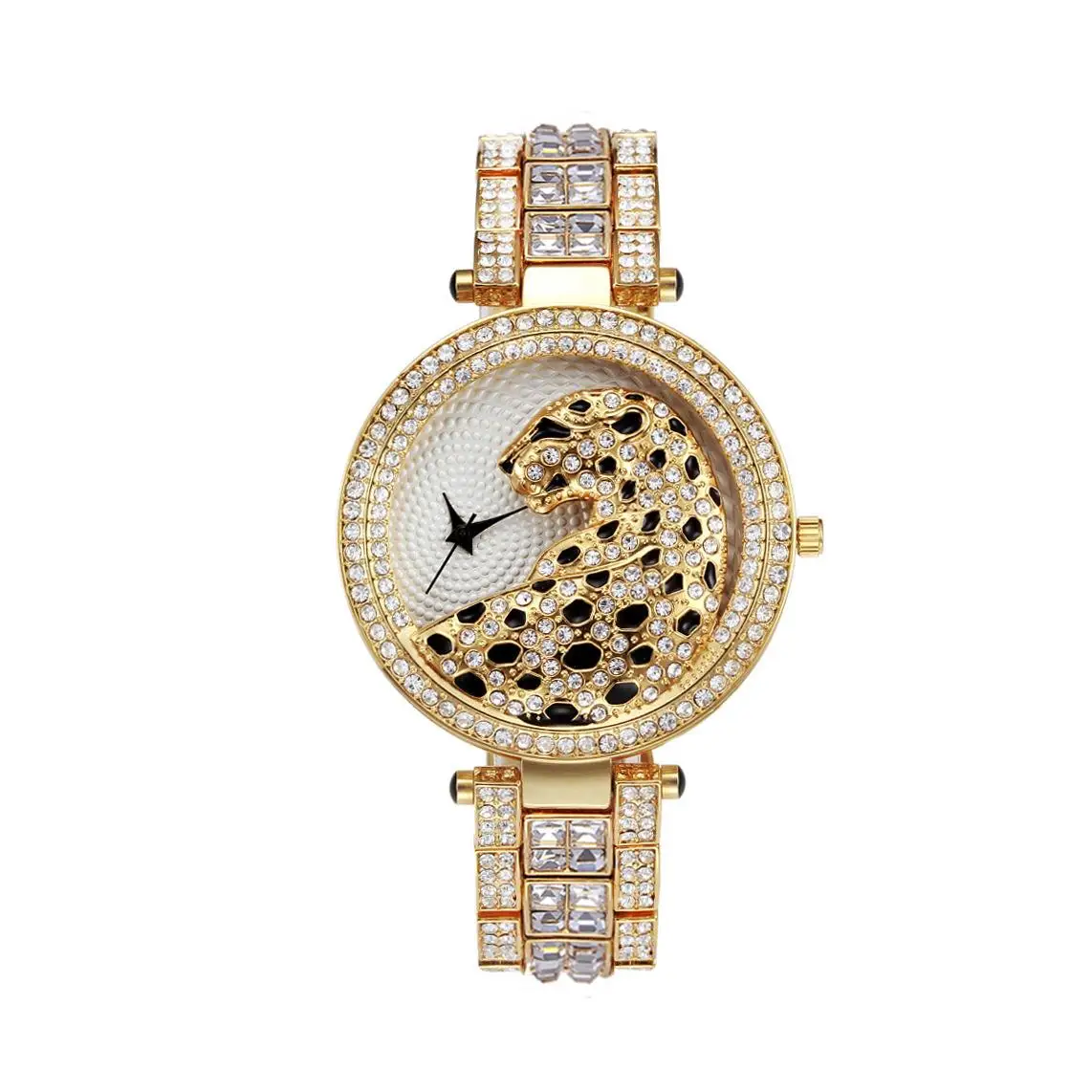 

Women's Fashion Leopard Luxury Rhinestone Quartz Dress Wrist Watch Bracelet Gift reloj mujer 2018
