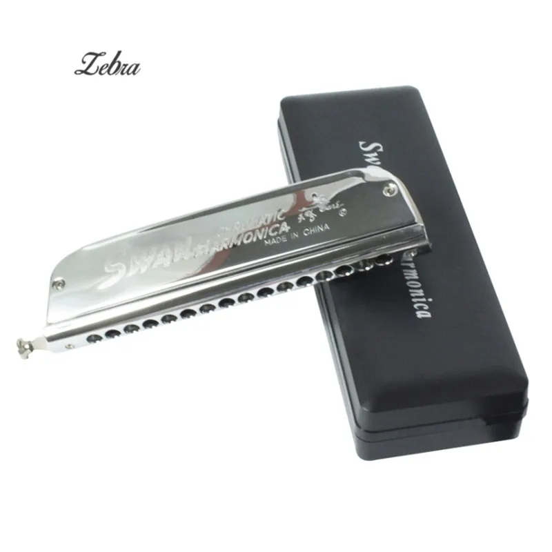 

Swan Chromatic Harmonica Boat Shape 16 Holes 64 Tones Silver Color High-level Musical Instruments Teaching Performance Harp