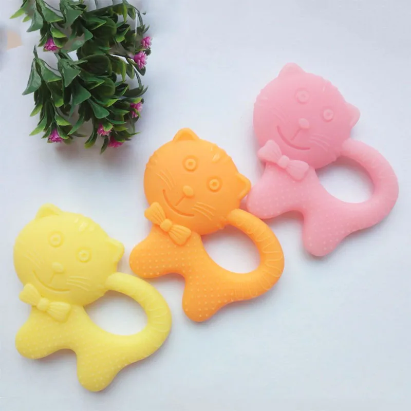 New Top Silicone Baby Teether Cat Shape Teether Silicone Baby Dental Care Toothbrush Training Baby Care Traning Tool Teething Toys 