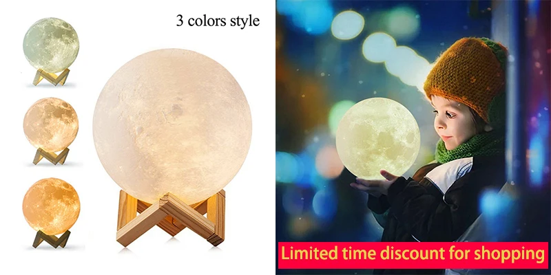 3D moon night moon lamp night light print 3d led usb rechargeable lamp