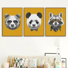 Bear Panda Raccoon Nordic Poster And Prints Wall Art Canvas Painting Wall Picture For Kids Bedroom Baby Boy Girl Room Home Decor