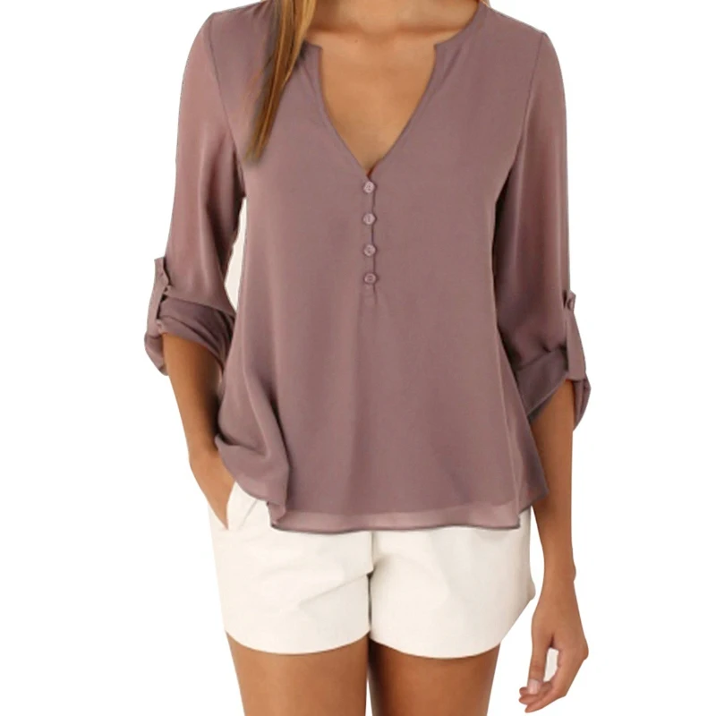 

Laamei 2019 New Women Blusa Long Sleeve V-neck Loose Size Women Shirt Female Feminine Blusa Sexy Casual T-shirt