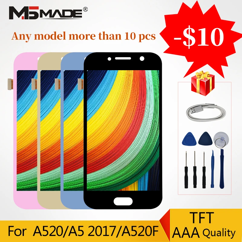 

A520 AAA Quality For Samsung Galaxy A5 2017 LCD A520 Display Touch Screen Digitizer For A520F SM-A520F LCD Adjust brightness