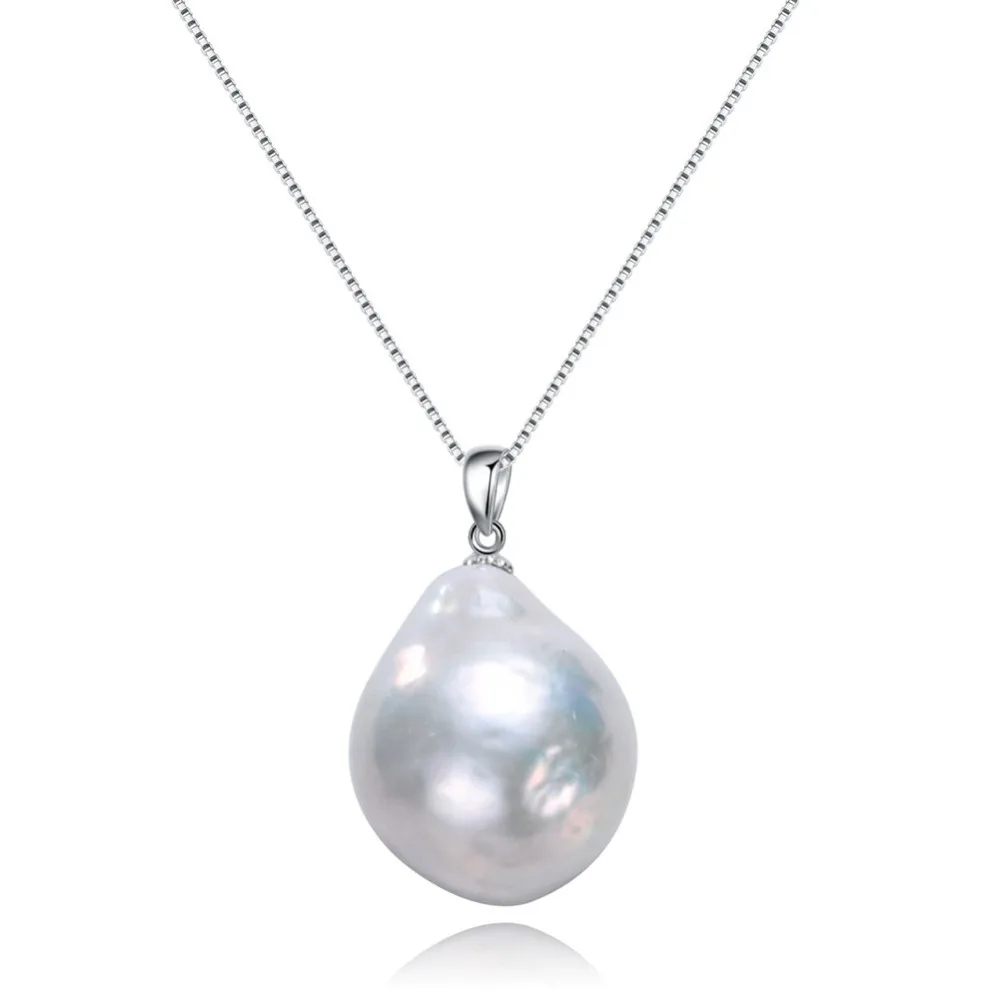 SNH 925 Sterling Silver Big Large Size baroque Shape Natural Freshwater Pearl Pendant Necklace SNH 925 Sterling Silver Big Large Size baroque Shape Natural Freshwater Pearl Pendant Necklace