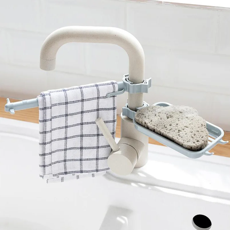 

Sink Hanging Storage Holder Sponge Bathroom Kitchen accessory tool Faucet Clip Dish Cloth Clip Shelf Drain Dry Towel Organizer