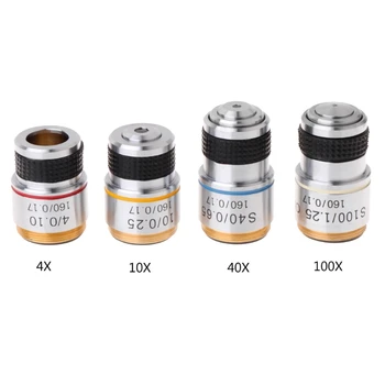 4X 10X 40X 100X Achromatic Objective Lens for Biological Microscope Laboratory Education Biological Microscope Objective Lens
