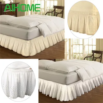 

Free shipping lace princess without bed surface elastic band bed skirt queen size 37cm height bedspread Embroider Bed Skirt