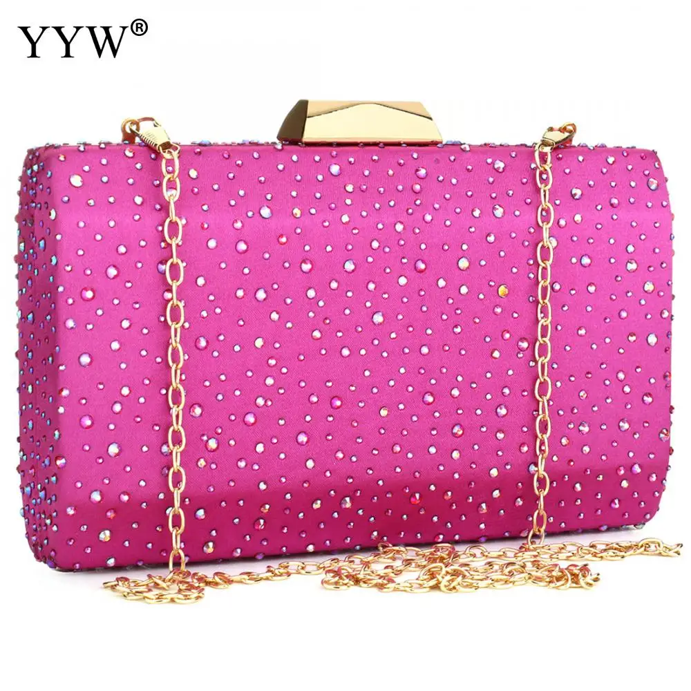 Shining Beading Women Evening Party Bags Women Yellow Pink Elegant