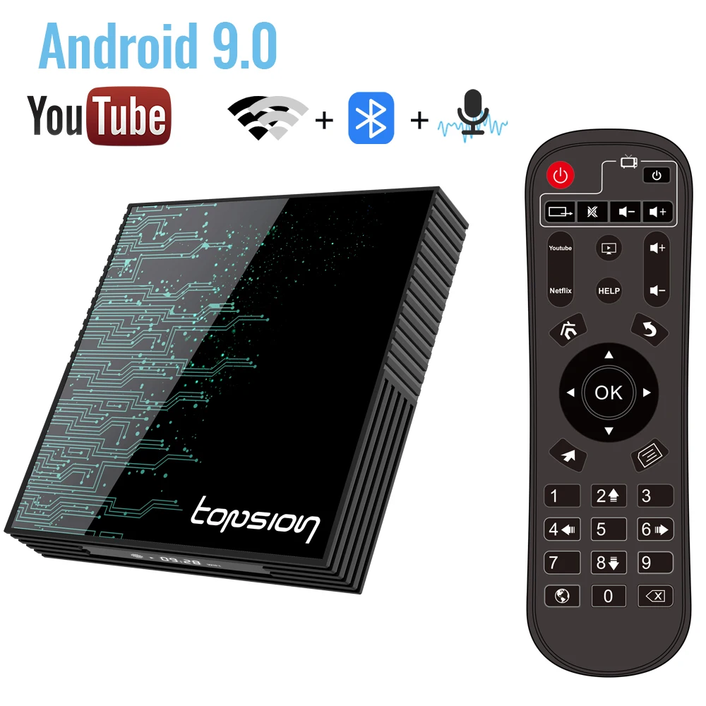 

Topsion TP01 9.0 Android TV Box RK3318 4GB 64GB 2.4G&5.8G WIFI Bluetooth Google Assistant Media player 4K set top box