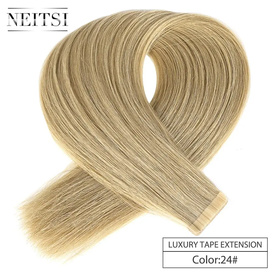 Neitsi Luxury Tape In Remy Human Hair Extensions Double Drawn Adhesive Straight Skin Weft Hair 20'' 2.5g/pc 60PCS 80PCS - Цвет: #24