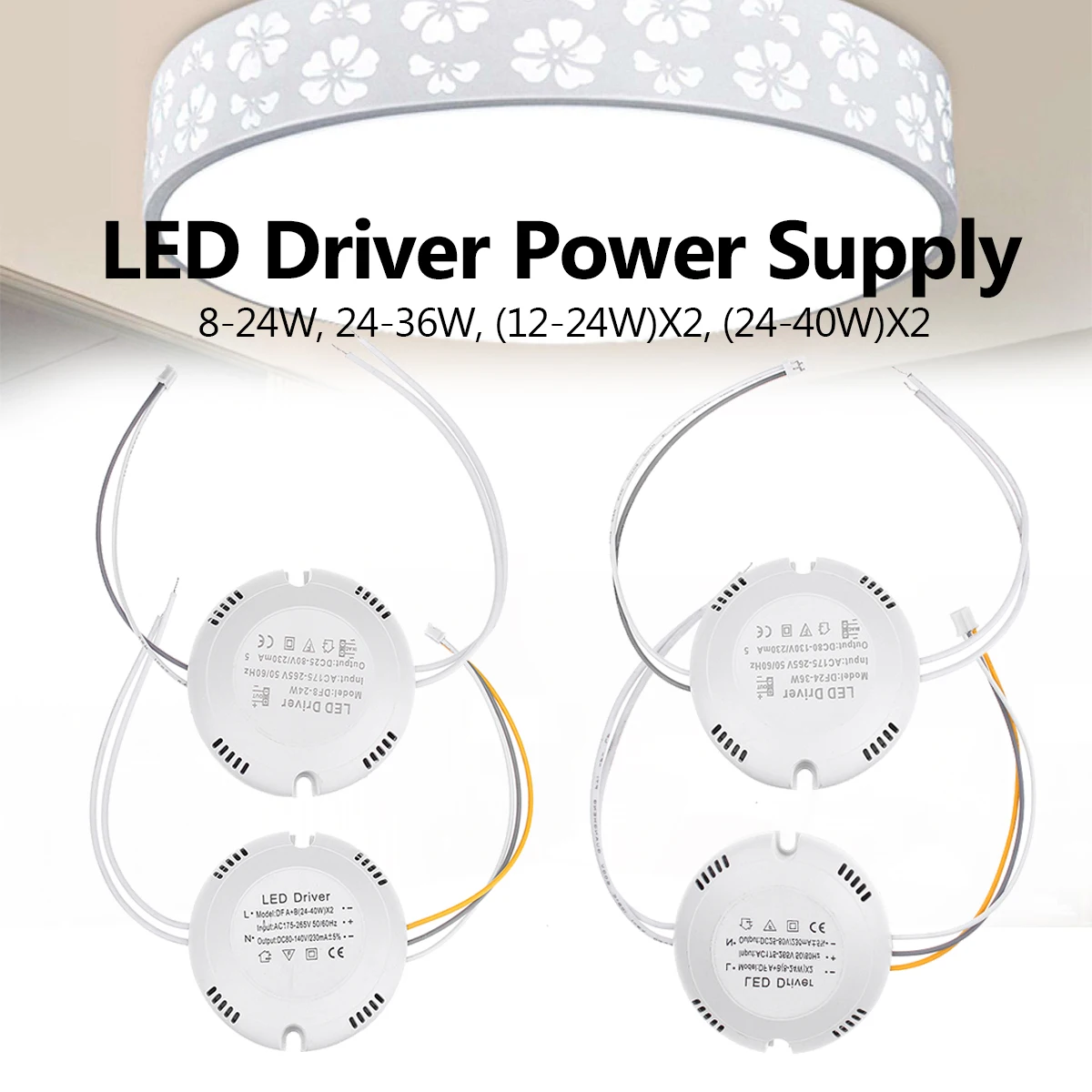 

8-24W/24-36W/12-24W/24-40W Dimmable Lighting Transformer LED Driver Power Supply Adapter for LED Strip Light Power Supply