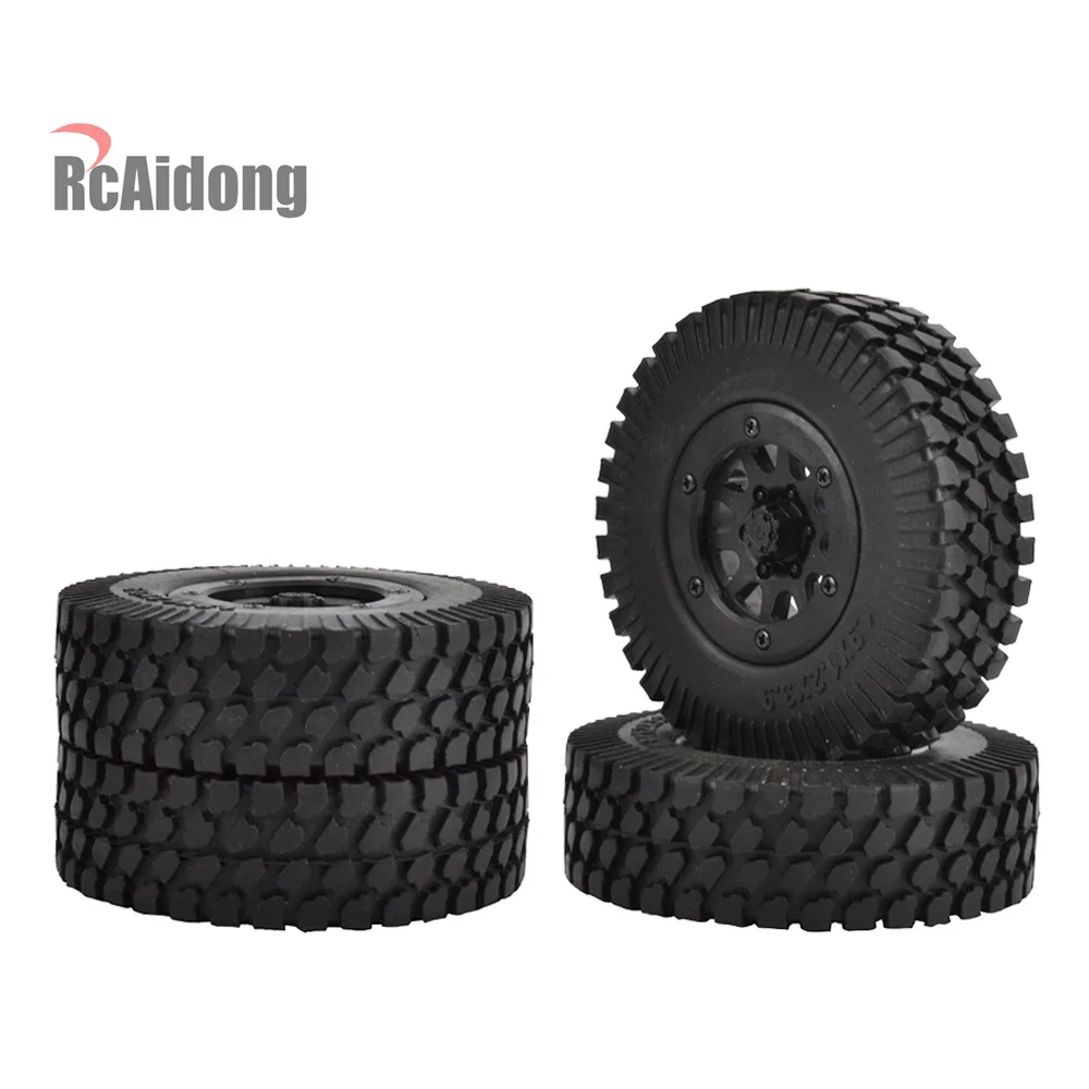 

4PCS 1.9" Plastic Beadlock Wheel Rim & Rubber Wheel Tires for 1:10 RC Crawler Truck Axial SCX10 RC4WD D90 D110 1.9 Inch Tyres