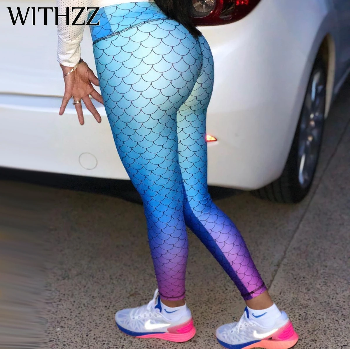 Женские леггинсы с принтом русалки WITHZZ спортивные Леггинсы для фитнесс