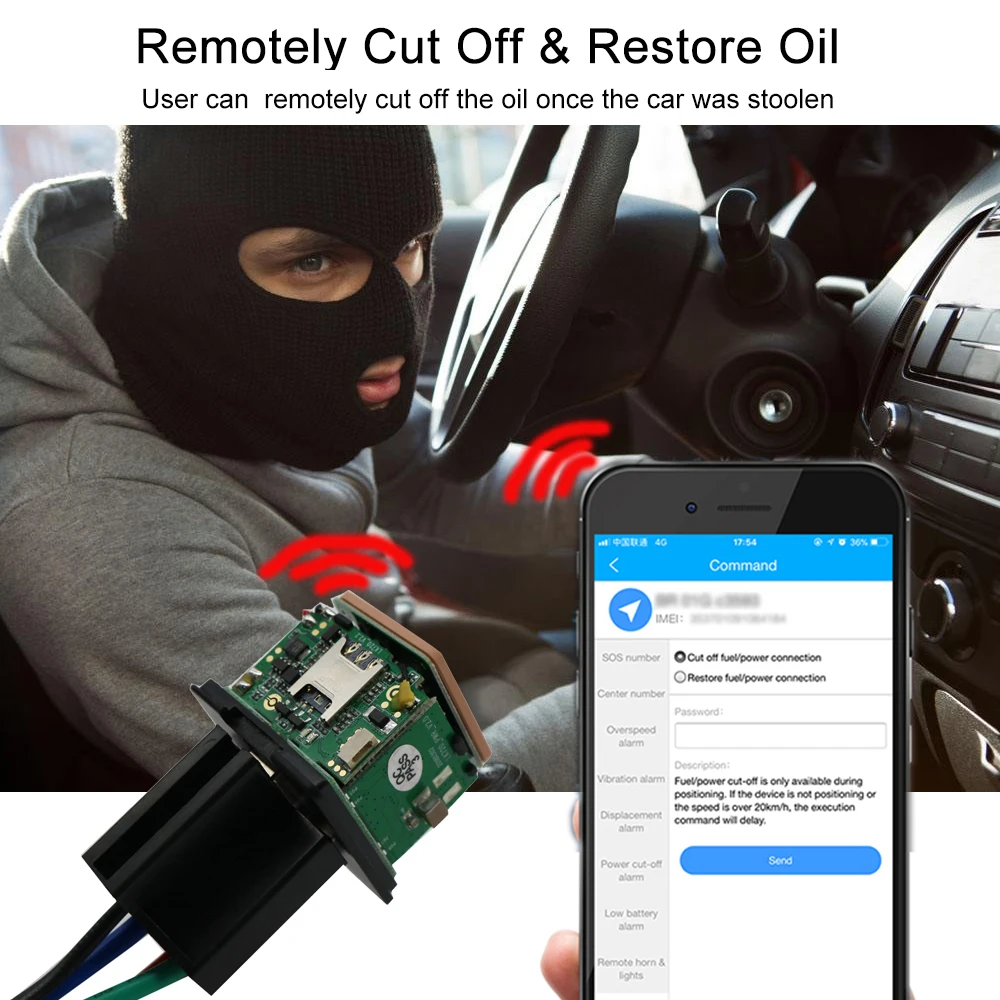 GPS rastreador coche relés GPS localizador coche alarma de choque GPS rastreador Auto Control remoto antirrobo Monitor rastreador Coche aceite de corte 2G