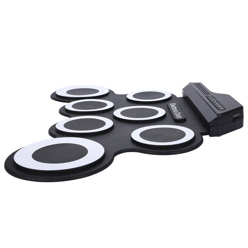 ABGZ-7 подушечки портативные цифровые USB Скручивающиеся складные силиконовые электронные барабанные подушечки комплект с барабанными палочками педаль