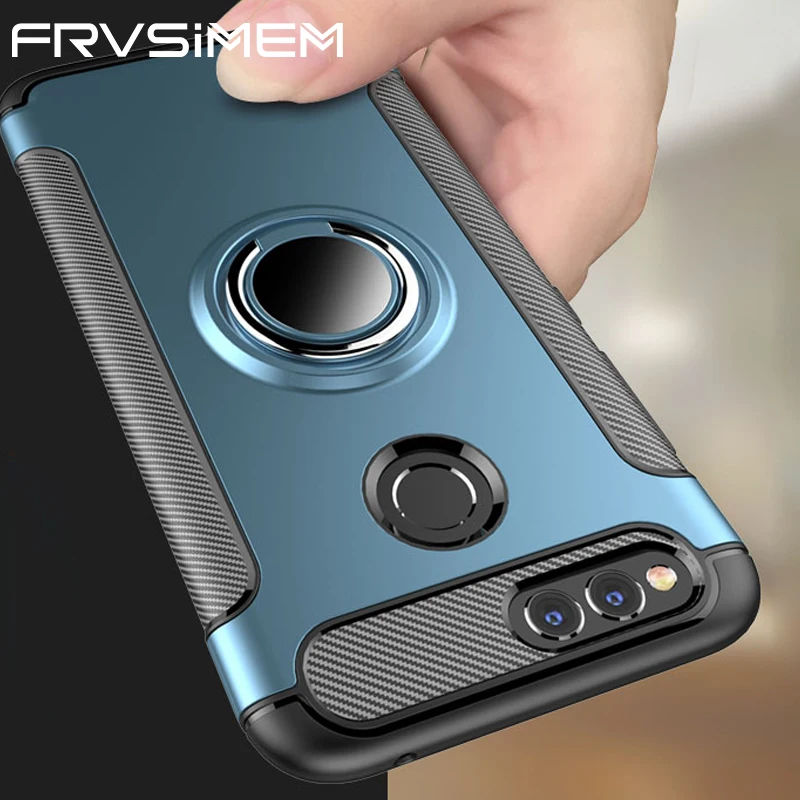 

360 Ring Holder Phone Case For huawei Honor7X Honor 7X 5.93 7 X inch Magnetic Car Stand TPU Silicone edge Cover Capa