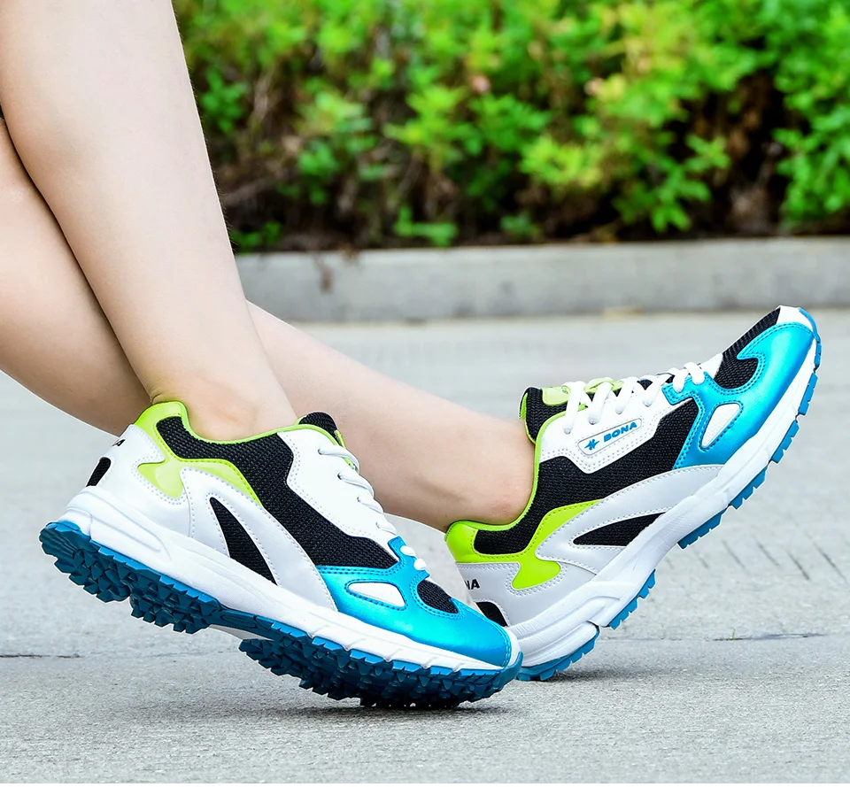 BONA/Женская обувь для бега; Новое поступление года; спортивная обувь на шнуровке с дышащей сеткой; женские уличные кроссовки для бега; трендовая удобная обувь