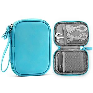 Модный нубук pu кожаный мобильный жесткий диск цифровая сумка для хранения Портативный чехол однослойный/двухслойный дорожный кабель Органайзер сумка подарок - Цвет: Blue single layer