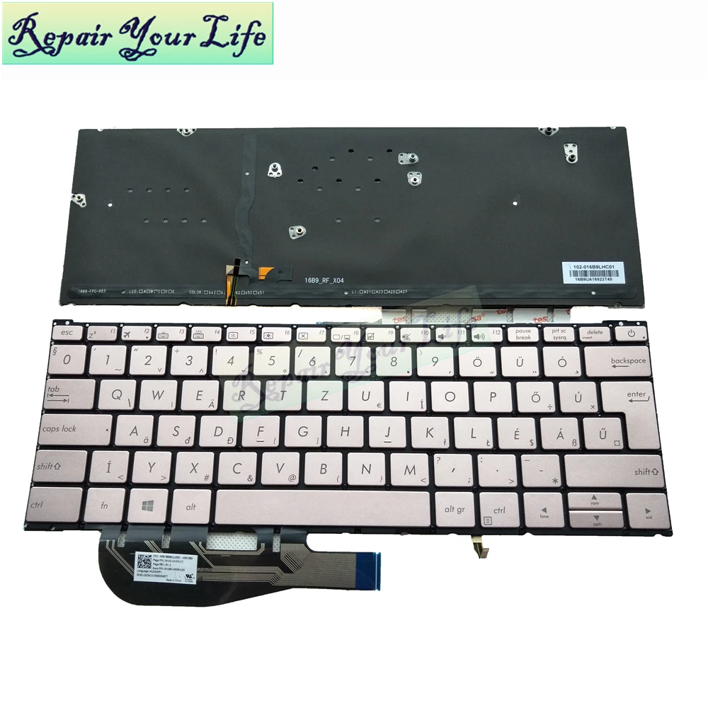 Клавиатура с подсветкой для ноутбука Asus ZenBook 3 UX390UA UX390 UAK HU QWERTZ серебристая ASM16B9