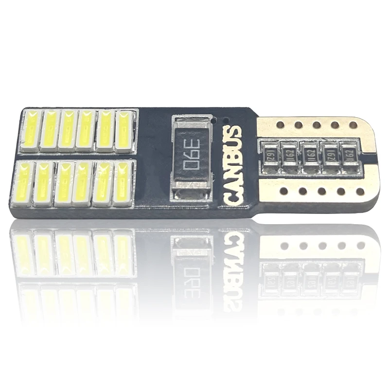 

2 PCS Trunk Lamp led T10 24 SMD 3014 Chips more color CanBus led w5w highlight led bulb NO obc error 12v