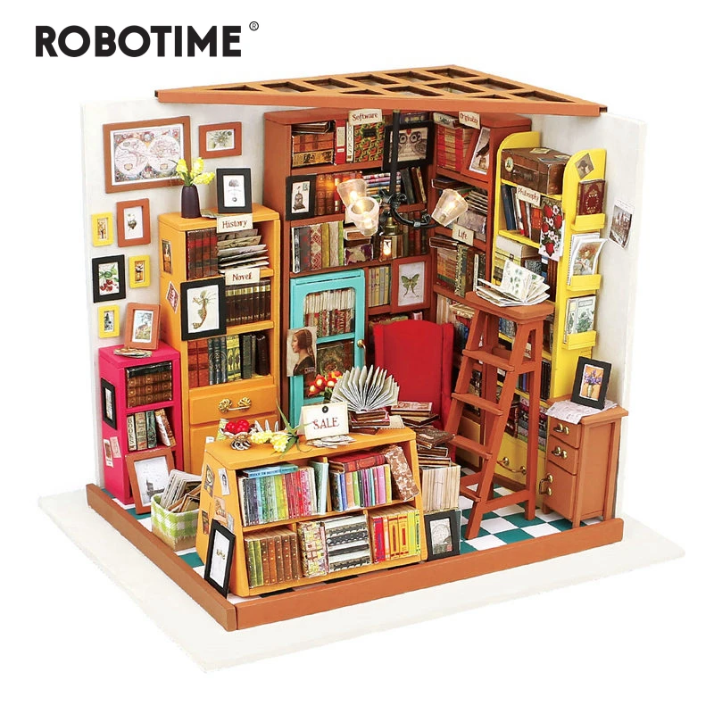 

Robotime DIY Fun Toy Furniture Child Adult Miniature Wooden Doll House Model Building Kit Doll House Toy jooyoo