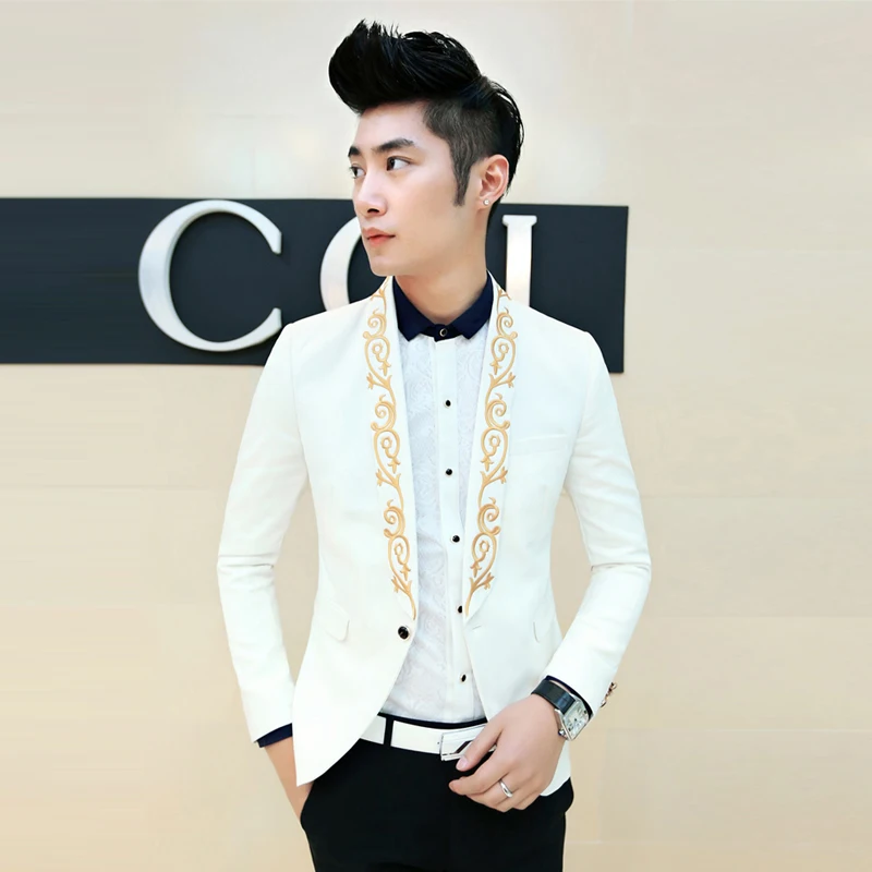Black And Gold Blazer 2016 New Mens Black And White Blazer Masculino