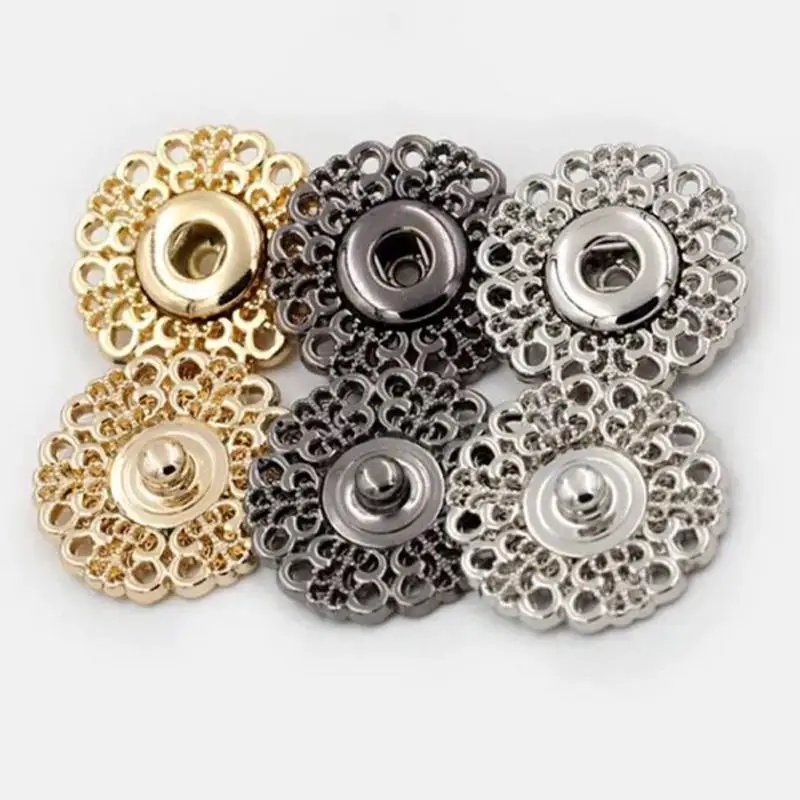 10pcs Flower Buttons Metal Sewing Craft Clothing Buckle Buttons Coat