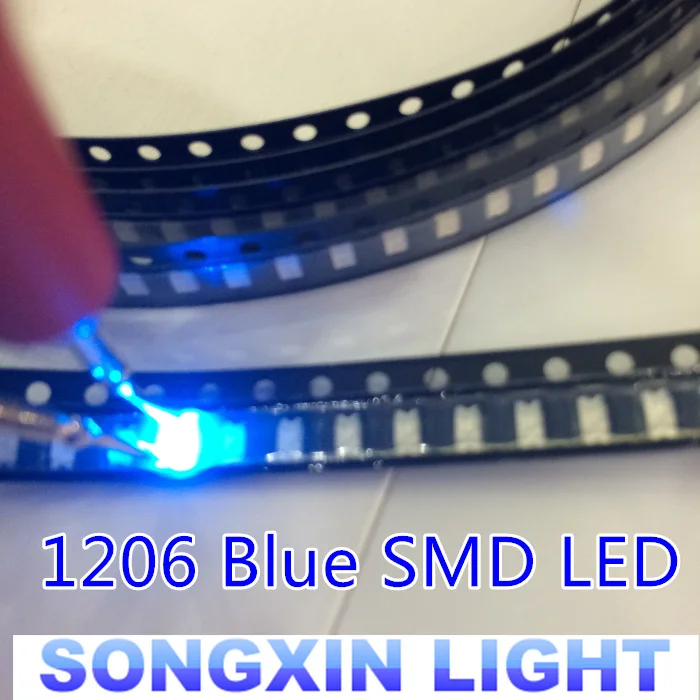 

100PCS Free Shipping 1206 Blue Led Super Bright SMD LED diodes 3.2*1.6*0.8MM 460-470NM light-emitting diodes SMD 1206 LED Blue
