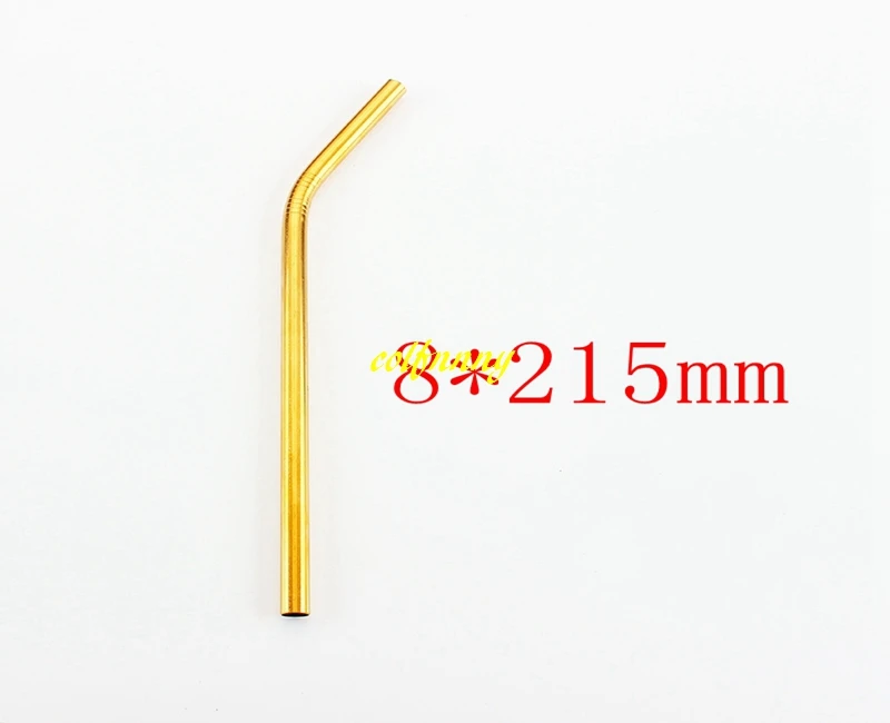 500pcs/lot 8*215mm Colorful 304 Stainless Steel Straw bend & straight drinking straws beer straw