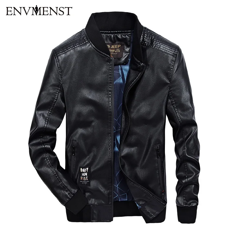 

2017 Brand New Men PU Leather Jackets Fashion Military Tactical Coats Stand Collar Windbreaker Motorcycle Bomber Jacket