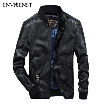 

Brand New Men PU Leather Jackets Fashion Military Tactical Coats Stand Collar Windbreaker Motorcycle Bomber Jacket