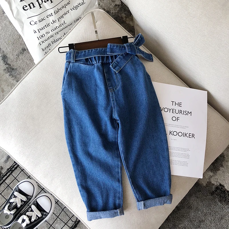 Calças de Brim Casual com Cintura Nova Primavera Outono Item Menina Esportes Calça Jeans 2020 9 calças de brim calça jeans casual com cintura